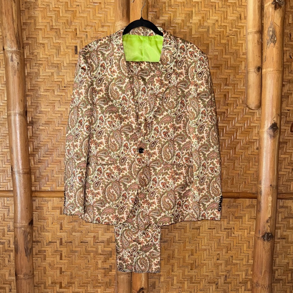 Comme des Garcons Homme Plus Paisley Suit in Brown and Green 38r medium